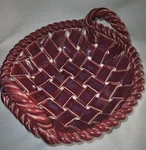 W. Beers Maroon Ceramic Lattice Basket Weave Bread Creative Clay Works. Fixed Price $64.00.