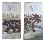 Of 2 Tranquility Lodge Bear & Moose Terry Kitchen Towels By Kay Dee Designs. Fixed Price $18.95.