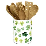 St. Patrick's Day Ceramic Utensil Holder Watercolor Shamrock Clover Croc. Fixed Price $42.99.