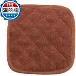 San Jamar Cotton Terry Cloth Square Potholders 8" Brown Medium 12-PACK. Fixed Price $63.74.