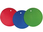 Set Of 3 Large Silicone Pot Holders Hot Pads Trivets 7 Inch Blue Lime Green An. Fixed Price $13.21.