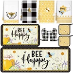 10 Pcs Bee Kitchen Dish Towels Rugs Oven Mitts And Pot Holders Set Farmhouse. Fixed Price $57.29.