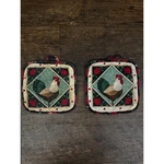 Franco Apple Rooster Pot Holders Set Of 2 Kitchen Decor Quilted Hot Pads. Fixed Price $7.99.