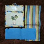Palm Trees Pocket Mitt Three Piece Set Pot Holder Embroidery Nwt. Fixed Price $19.98.