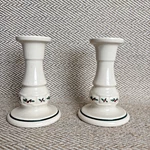 1996 Longaberger Pottery Traditional Holly 5" Candle Stick Holders. Fixed Price $22.99.