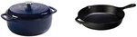Enameled Dutch Oven, 6 Qt, Indigo & Pre-seasoned Cast Iron Skillet, 10.25'', Bla. Fixed Price $169.22.