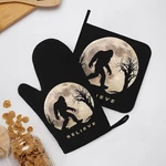 Funny Bigfoot Sasquatch Full Moon Oven Mitts And Pot Holders Set Heat Resista.... Fixed Price $30.77.