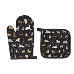 Fiicy Dog Lover Gifts Black Oven Mitts And Pot Holders Sets, For. Fixed Price $15.99.
