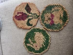 Vintage Bamboo Wooden Beaded Hot Pads Set Of 3. Fixed Price $32.99.