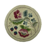 Martin Importing Hand-hooked Chair Pad 15" Round Queen Ann Floral Virgin Wool. Fixed Price $23.94.