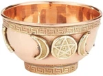 Triple Moon Pentacle Copper Offering Bowl 3" Diameter, New Age Imports, Altar. Fixed Price $10.49.