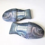 Vintage Two Salmon Fish Oven Mitt Potholder Pair 12" Long. Fixed Price $29.99.