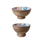 Creative Co-op Mango Wood Footed Bowls With Seasonal Pattern, Multicolor, Set Of. Fixed Price $36.99.