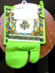 Shamrock Design Oven Mitt & Pot Holder Set, Irish Weave. Fixed Price $19.95.