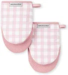 Kitchenaid Gingham Mini Oven Mitt 2-PACK Set, Dried Rose, 5.5"X8",. Fixed Price $32.00.