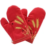 100% Cotton Oven Mitt Set With Embroidered Design. Fixed Price $19.95.