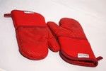 Pair Kitchenaid Red Oven Mitts Asteroid Silicone 7X13'' 100% Cotton W Heat Grip. Fixed Price $15.00.