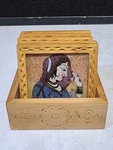 Vintage Set Of 5 Wooden Carved Drink Coasters Indian Mughal Fancy Lady. Fixed Price $18.75.