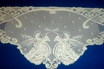 New Heritage Lace Mantle Scarf Christmas Alpine Angels Runner Ecru 19" X 94". Fixed Price $25.99.