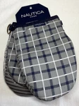 Nautica Mini Oven Mitts Gray Navy Plaid (2) 5 1/2 X 8 100% Cotton Nwt. Fixed Price $12.99.