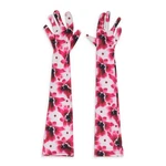 Nwt World Wide Ltd Flower Print Long Fuji White/pink Gloves Size M $60. Fixed Price $24.00.