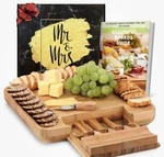 Deluxy Mr. Mrs. Cheese Board 100% Hand Made 4 Slicing Serving Tools No Mess. Fixed Price $35.00.