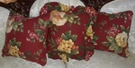 Waverly Garden Room 3PC Merlot Red Accent Decorative Corded Cushions Pillows Nwt. Fixed Price $120.00.