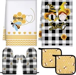 Bencailor 6 Pcs Bee Kitchen Towels Oven Mitts And Pot Holders Sets Dish. Fixed Price $16.03.