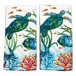 Set Of 2 Sea Splash Turtle Terry Kitchen Towels By Kay Dee Designs. Fixed Price $16.97.