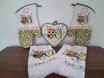 Nwot Kay Dee 5-PIECE Life's Hoot Owl Kitchen Set-oven Mitts, Towels, Potholder. Fixed Price $35.00.