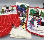 Snowman Christmas Tree Kitchen Towel Pot Holder Oven Mitt Cooks Club Winter. Fixed Price $9.97.