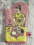 Blue Q Oven Mitts Insulated Retro "ive Got Knife Glove Kitchen Novelty Home. Fixed Price $12.00.