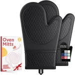 Kitsure Silicone Oven Mitts, Set Of 2, Heat Resistant, 11.42"X7.09", Black. Fixed Price $13.35.