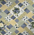 Waverly Coastal Yellow Blue Patchwork Quilted Fabric 2 Yards 100% Cotton. Fixed Price $21.99.