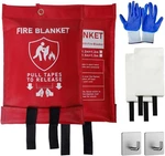 Emergency Fire Blanket Home Kitchen 40"X40" 2 Pack W/ Gloves & Hooks Flame. Fixed Price $31.44.