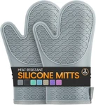 Silicone Oven Mitts, Heat Resistant 2PCS With Soft Cotton Gray. Fixed Price $15.10.