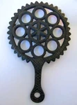 Old Antique Black Cast Trivet Flatiron Star & Circles Number 101 Kitchen. Fixed Price $8.99.