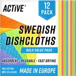Active Swedish Cloths For Kitchen 12 Pack Cellulose Large, Multicolor. Fixed Price $28.82.