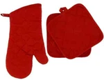 Quilted Red Oven Mitt & Potholders Set 3PC Kitchen Linen Free Shipping. Fixed Price $14.49.