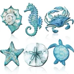 Tandefio 6 Pcs Coastal Wall Decor Ocean Beach Metal Art Sea Life Turtle .... Fixed Price $34.32.