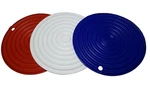 Silicone Round Trivet Hot Pad Mat Pot Holder 3 Pc Red White And Blue Made In Usa. Fixed Price $21.99.