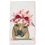 Pit Bull Dog Floral Kitchen Dish Towel Pet Gift. Fixed Price $18.95.