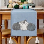 Breling Blue Pumpkin Table Runner Fall Thanksgiving Decor With Tassels 13X72. Fixed Price $18.95.
