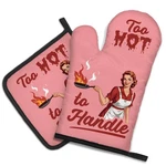 Dyjybmy Too Hot Handle Funny Vintage Lady Oven Mitts Pot Holder Set, S.... Fixed Price $25.04.