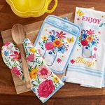 Kitchen Towel Oven Mitt Pot Holder Set. Fixed Price $11.39.