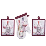 Set Of 3 Kay Dee Designs Oven Mitt Potholders Wine Bottle & Glasses - New. Fixed Price $19.99.