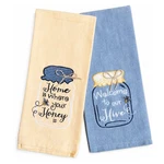 Set Of 2 Honey Bee Mason Jar Embroidered Kitchen Tea Towels By Kay Dee. Fixed Price $16.97.