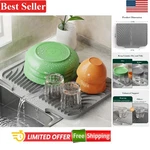 Food-grade Silicone Kitchen Dish Drying Mat With Drainage, Grey, 14.6"X11.8". Fixed Price $8.99.