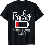Teacher Summer Recharge Required Last Day School Women Funny T-shirt. Fixed Price $18.39.