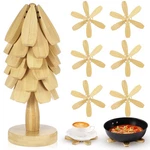 Tree Coasters Set Of 6, Wooden Trivets For Hot Dishes, Stackable W.... Fixed Price $32.99.